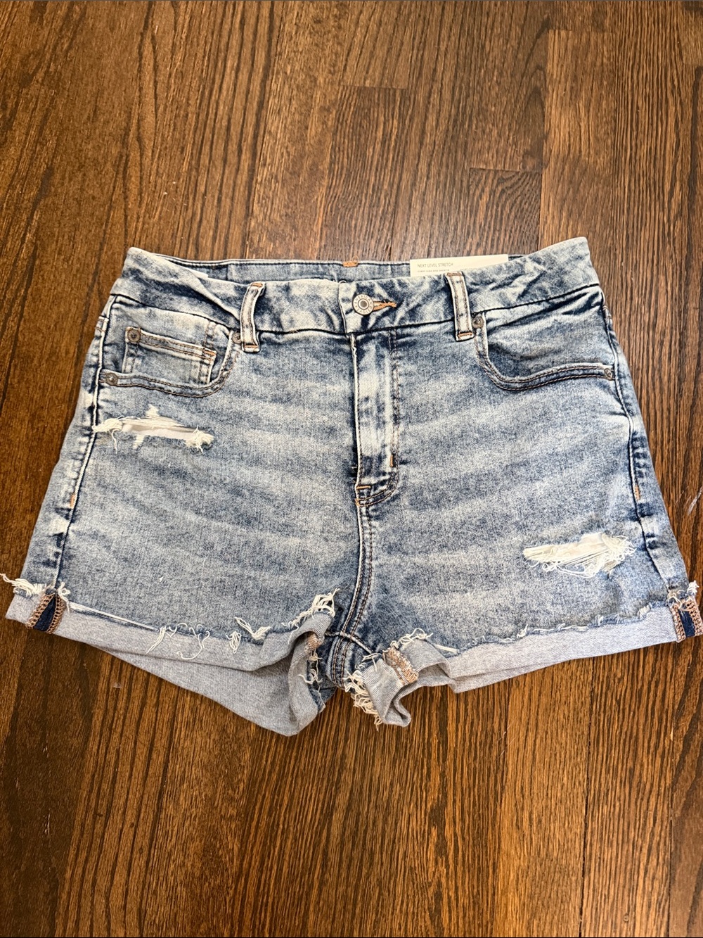 American Eagle Curvy High-Rise Light Blue Shortie size 10